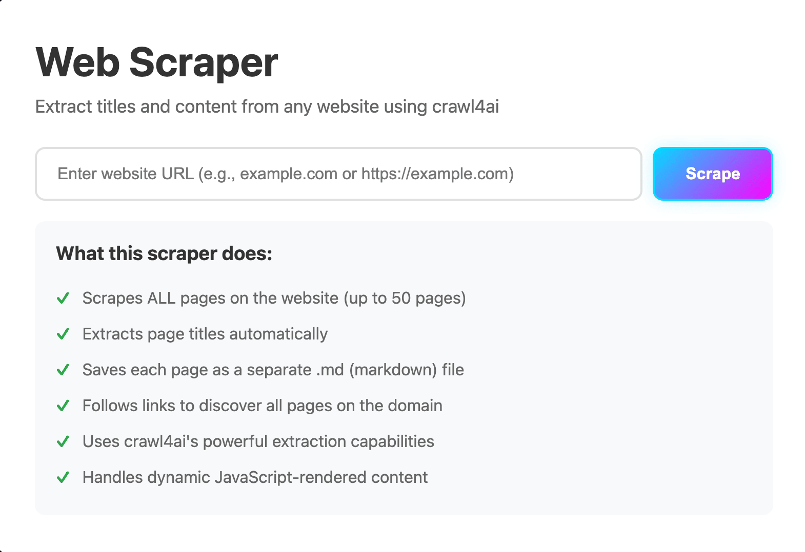Web Scraping pipeline app example